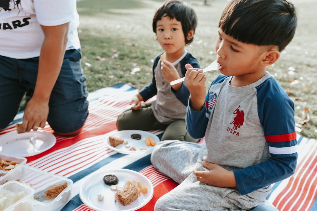 Children having healthy snack time